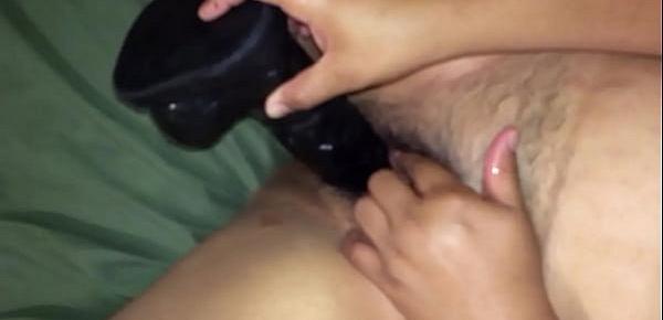  Brutal BBC Dildo Stretches Tight Gripping Latina Pussy